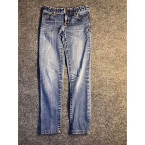 Gap Super Skinny Jeans Girls 8 Blue Denim Stretch Regular Fit Faded‎ Whiskered